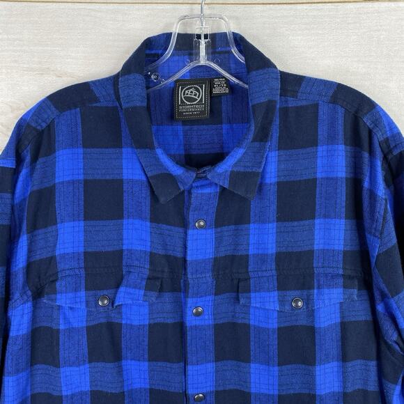 Stormtech Performance Flannel Shirt Mens XL Buffalo Plaid Blue Lumberjack Winter - Picture 2 of 12